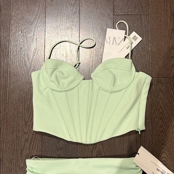 Zara mint green bustier skirt set XS/Small - Picture 2 of 4